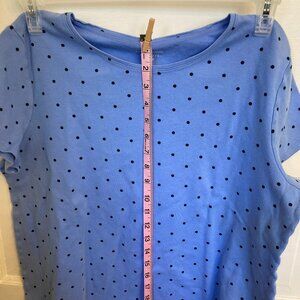 Croft & Barrow Crew Neck Short Sleeve Tee Blue Polka Dots